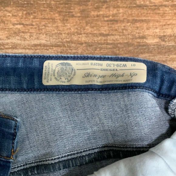 Diesel Jeans Women 29x30 Skinzee-High-Xp Super Slim Skinny High Waist Blue Denim - Picture 4 of 11